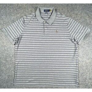 Ralph Lauren Polo Classic Fit Short Sleeve Shirt Pony Men’s XLT Gray Blue Stripe